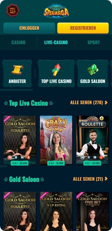 Spinanga Live-Casino