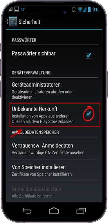 Spinanga-App für Android