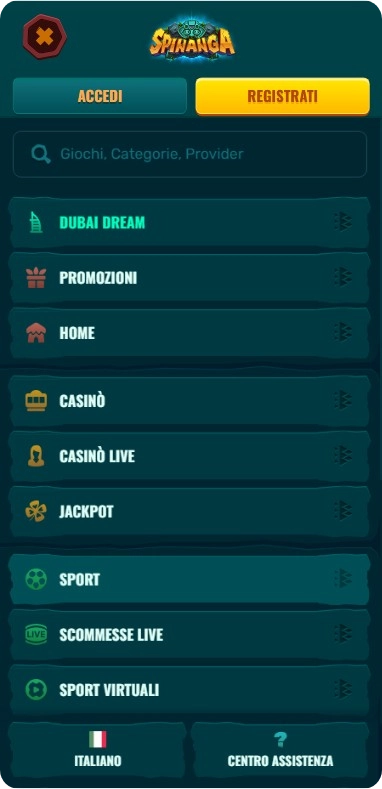 Spinanga menu